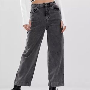 Collusion Stylish Wide Leg Dark Gray Cropped  Jeans 90s Hip